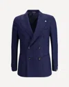 Gi Capri Double-breasted Jacket In Virgin Wool In Blue