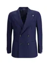 Gi Capri Double-breasted Jacket In Virgin Wool In Blue