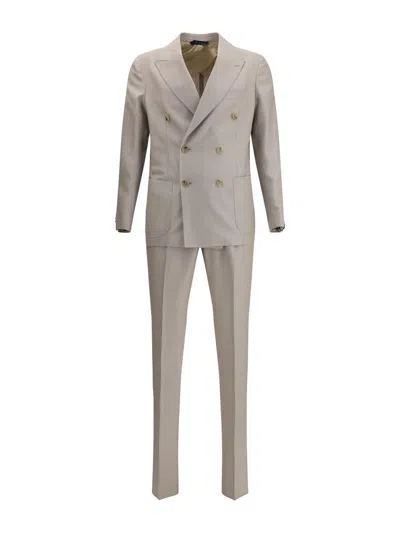 Gi Capri Double-breasted Suit In Neutral