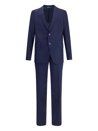 Gi Capri Virgin-wool Single-breasted Suit In Blue