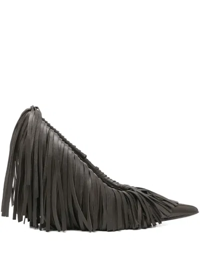 Gia Borghini 100mm Amelia Fringed Pumps In Black