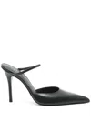 Gia Borghini 100mm Point Leat Mules In Black