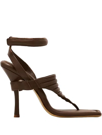 Gia Borghini 110mm Ankle Strap Square-toe Sandals In Brown