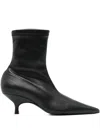 Gia Borghini 50mm Mia Pointed-toe Sock Boots In Black