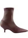 Gia Borghini 50mm Pointed-toe Boots In Burgundy