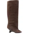 Gia Borghini 70mm Ninette Peep-toe Suede Boots In Brown