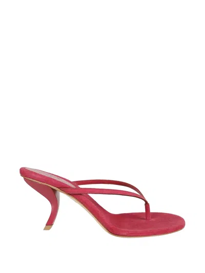 Gia Borghini Red Curved Heel Suede Mules