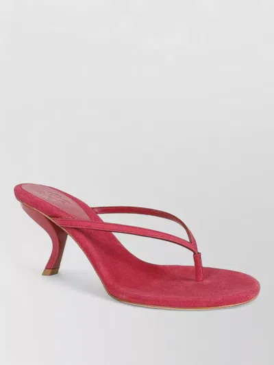 Gia Borghini Aurorina Suede Flip Flop Sandal Heel In Red