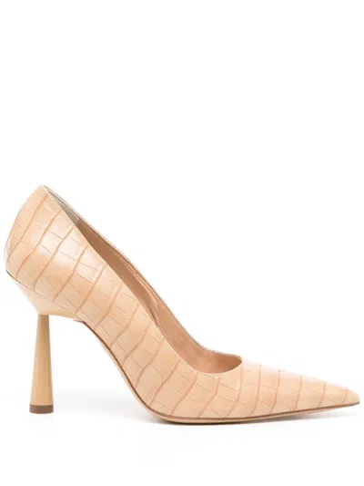 Gia Borghini Balantine 100mm Crocodile-effect Pumps In Neutrals