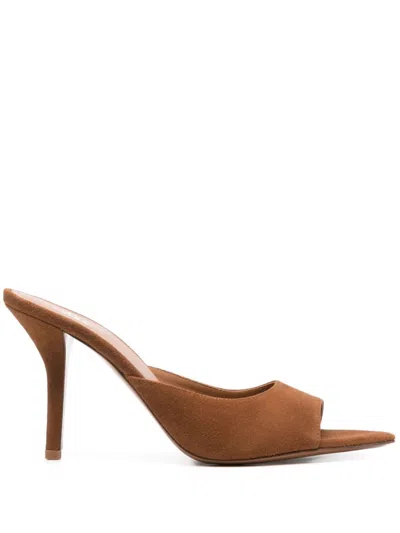 Gia Borghini Beige Slip On Heels In Brown