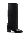 Gia Borghini Black Leather Tall Boots With Gaiter In Black