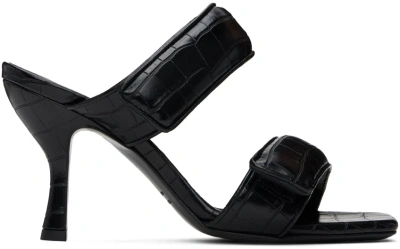 Gia Borghini Black Perni 03 Croc Heeled Sandals In 5000 Black