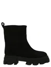 Gia Borghini Lug-sole Suede Ankle Boots In Black