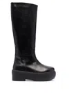 Gia Borghini Black Slip-on Boots With Platform In Smooth Leather Woman