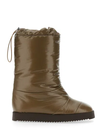 Gia Borghini Patent Padded Knee-high Boots In Brown