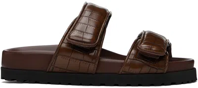 Gia Borghini Brown Perni 11 Croc Sandals In 4545 Chocolate