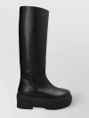 Gia Borghini Black Slip-on Boots With Platform In Smooth Leather Woman In Black