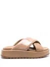 Gia Borghini Crossover-strap Slides In Nude