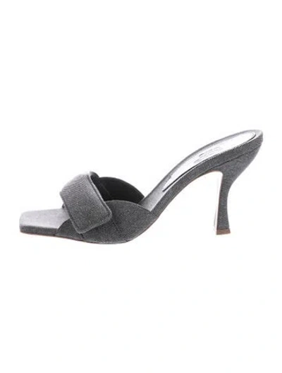 Pre-owned Gia Borghini Denim Slides In Silver