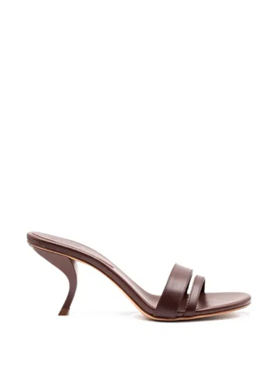 Gia Borghini Double-strap Square-toe Sandals In Brown