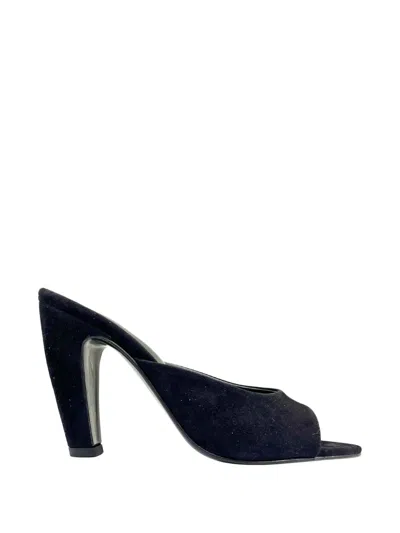 Gia Borghini Edmonde Suede Peep-toe Sandals In Blue