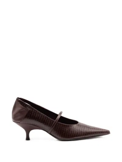 Gia Borghini Elisa Woven-effect Pumps In Burgundy