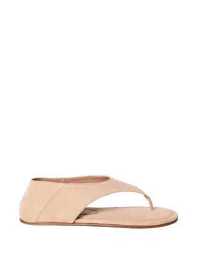 Gia Borghini Emauelle Suede Flat Toe Post Sandal In Pink