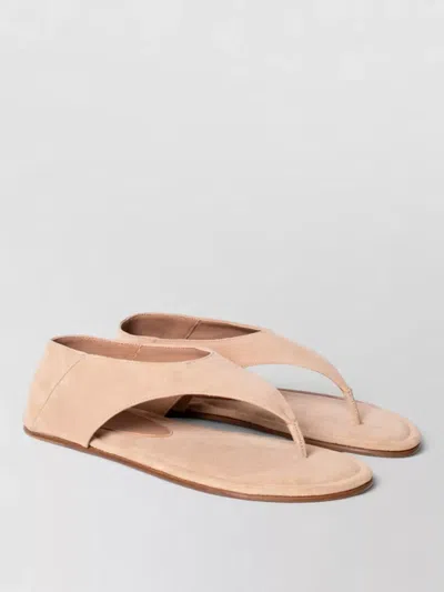 Gia Borghini Emauelle Suede Flat Toe Post Sandal In Pink