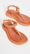 Gia Borghini Flat Braided Strap Sandals In Burnt Orange In Multi