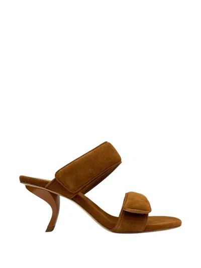 Gia Borghini Fumiko Touch-strap Suede Sandals In Brown