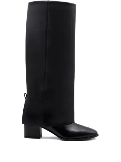Gia Borghini Georgina Gaiter Boot With 41cm Wide Heel In Black