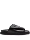 Gia Borghini Gia3 Stitched Puffy Slipper With Velcro In Black