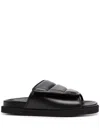 Gia Borghini Gia3 Stitched Puffy Slipper With Velcro In Black