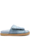 Gia Borghini Camouflage-print Padded Slides In Blue