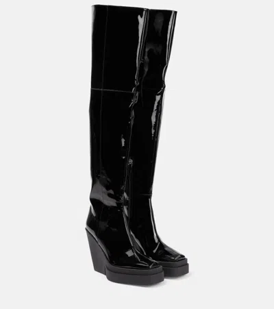 Gia Borghini Gia 31 Patent Leather Over-the-knee Boots In Black