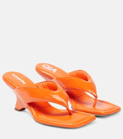 Gia Borghini Gia 6 Leather Thong Sandals In Orange