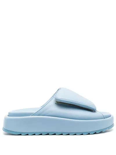 Gia Borghini Gia Touch Strap Slides In Blue