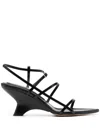 Gia Borghini 70mm Leather Wedge Sandals In Black