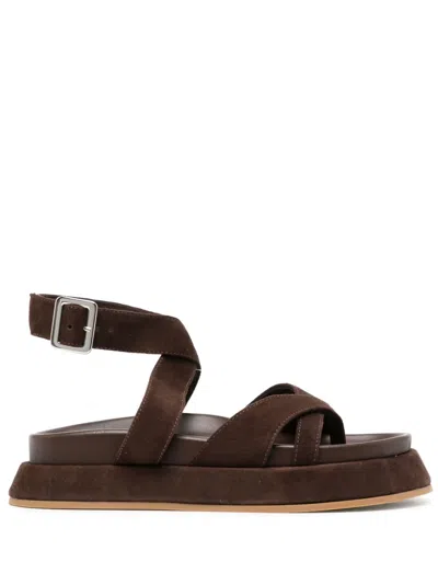 Gia Borghini X Rhw Rosie 41 Leather Sandals In Brown