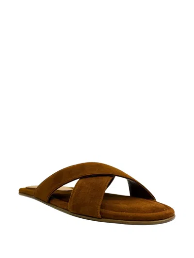 Gia Borghini Hina Crossover-strap Sandals In Brown