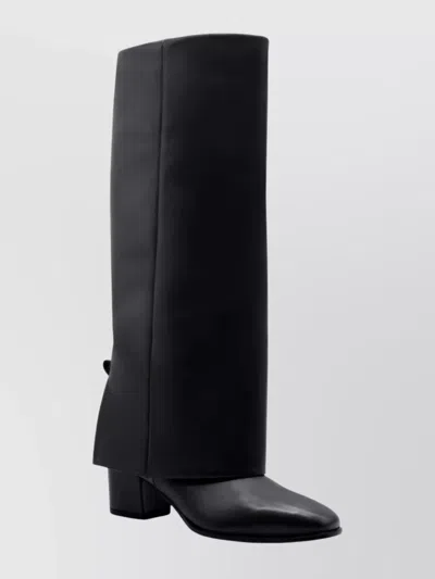 Gia Borghini Knee Length Block Heel Gaiter Boot In Black