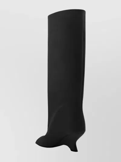 Gia Borghini Knee Length Open Toe Boot With Curved Heel In Black