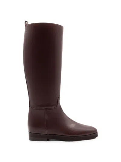 Gia Borghini Knee-high Minimalist Boots In Brown