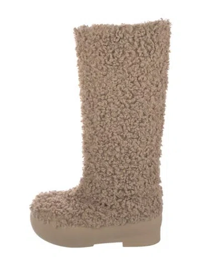 Pre-owned Gia Borghini Lambswool Tweed Pattern Boots In Brown