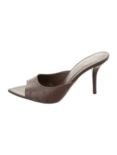 Pre-owned Gia Borghini Leather Animal Print Sandals In Brown