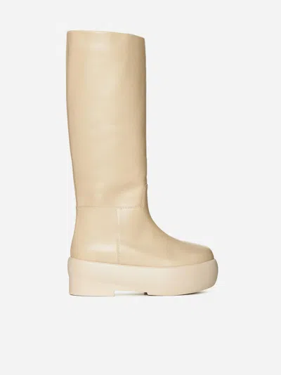 Gia Borghini Leather Boots In Beige