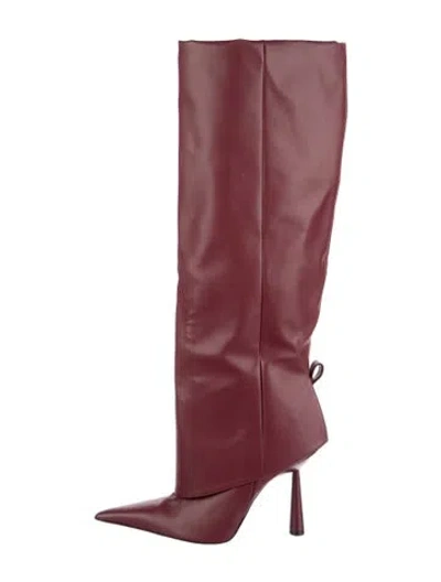 Pre-owned Gia Borghini Leather Boots In Burgundy