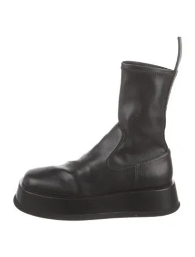 Pre-owned Gia Borghini Leather Combat Boots In Black