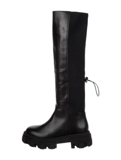 Pre-owned Gia Borghini Leather Combat Boots In Black