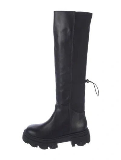 Pre-owned Gia Borghini Leather Combat Boots In Black